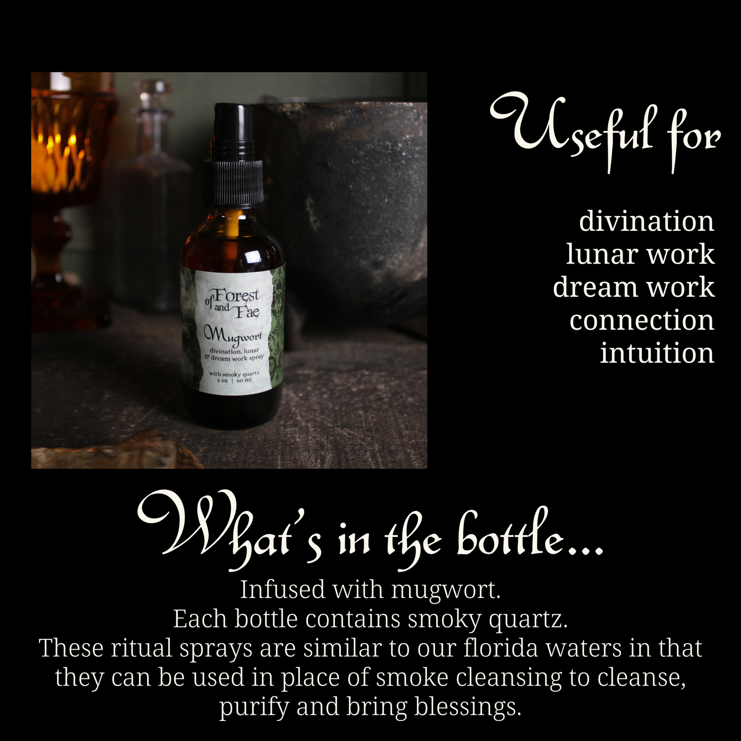 Mugwort Ritual Spray • Crystal Infused • Witchcraft