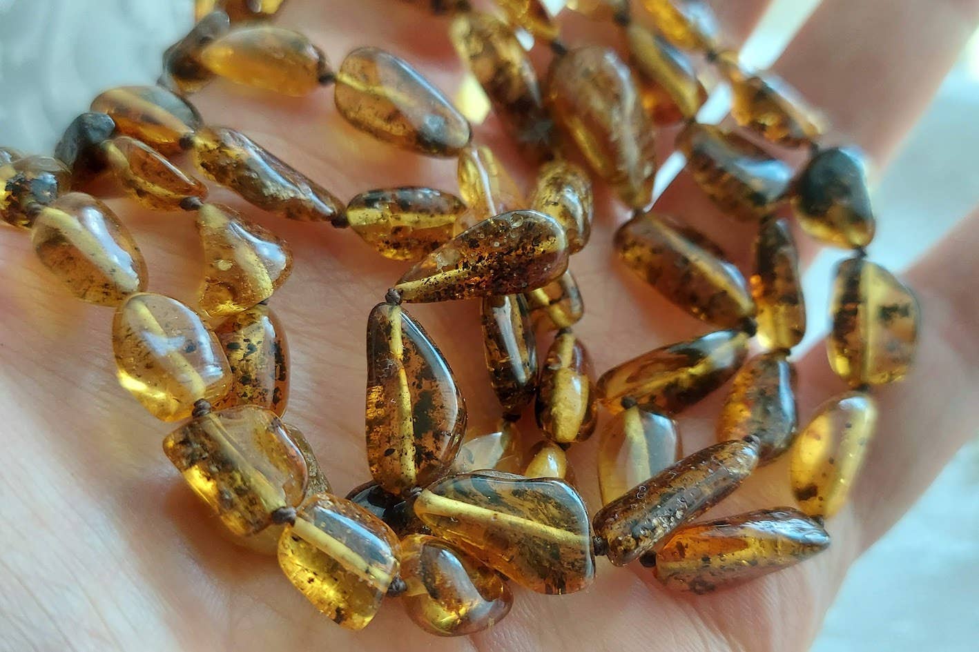 Rare GREEN 21" Baltic Amber Bean Adult Necklace w/ Tag & COA