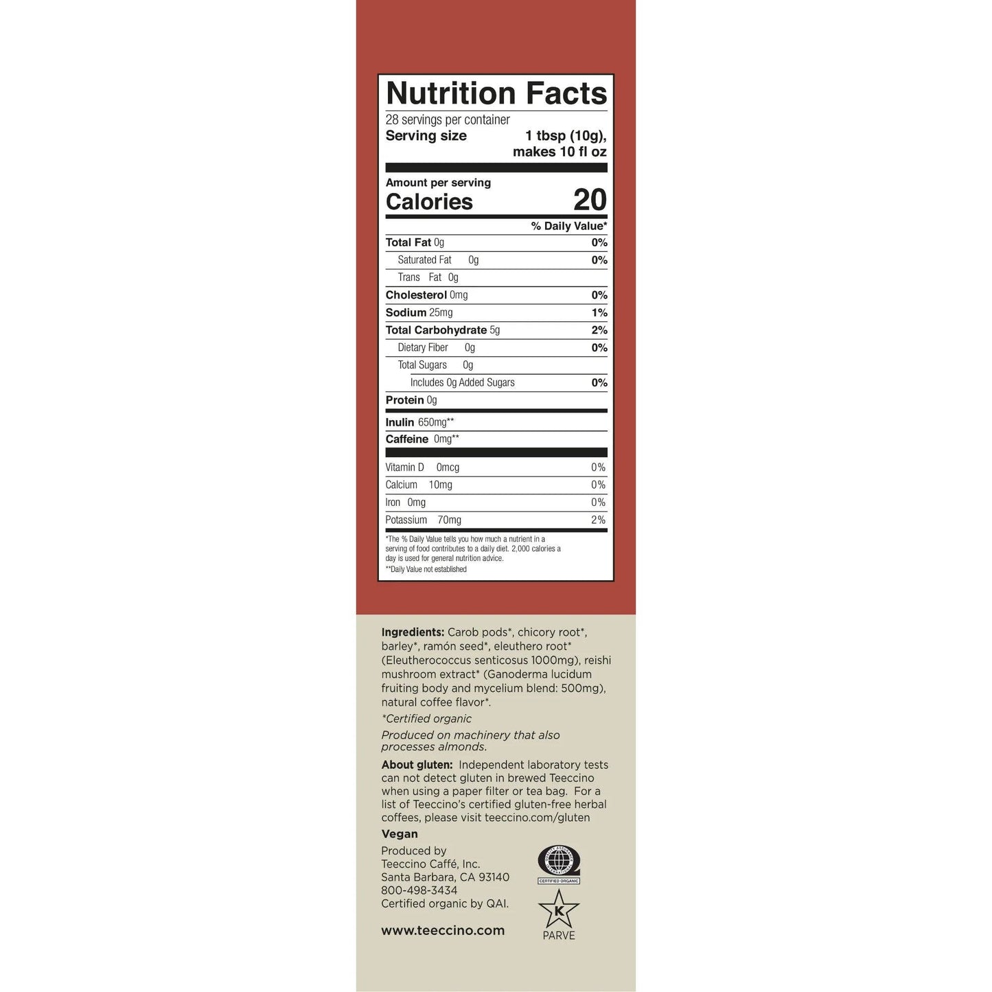 Reishi Eleuthero Mushroom Herbal Coffee-Organic