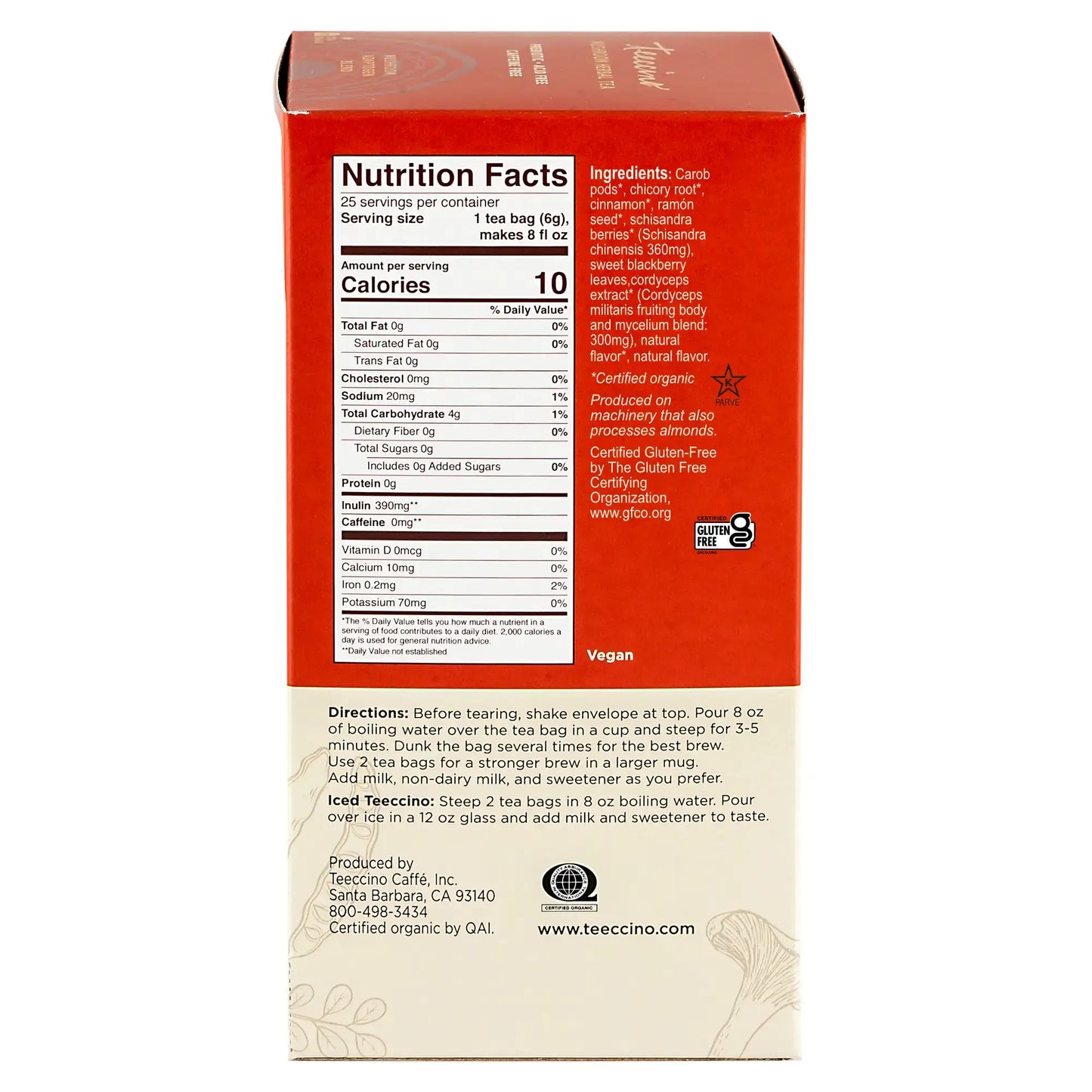 Cordyceps Schisandra Cinnamon Berry Mushroom Herbal Tea