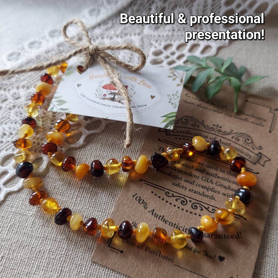 Rare GREEN 21" Baltic Amber Bean Adult Necklace w/ Tag & COA