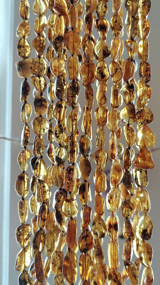 Rare GREEN 21" Baltic Amber Bean Adult Necklace w/ Tag & COA