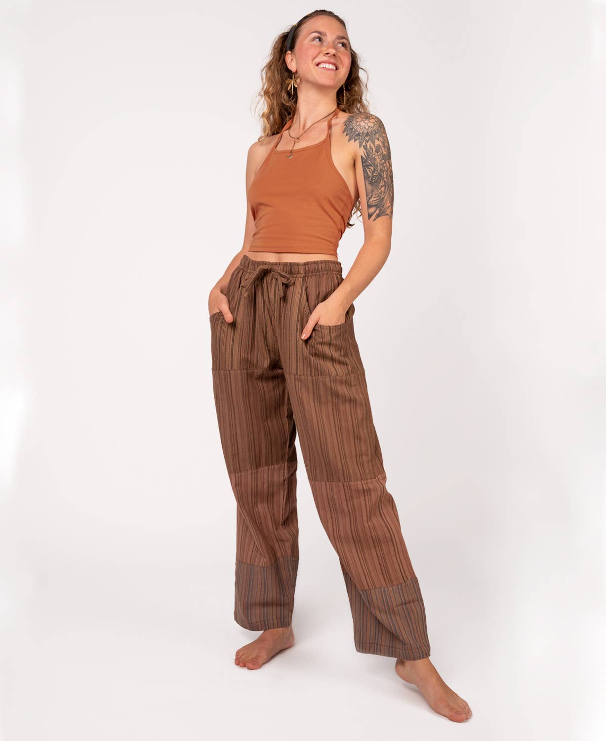 Patchwork Pants - Brown