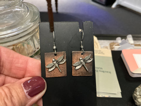 Dragonfly brass earring