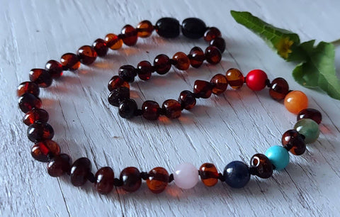 Genuine Cherry Baltic Amber (Child or Adult) Therapeutic Chakra Necklace