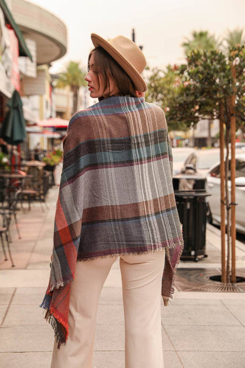 Plaid Pocket Wrap kimono