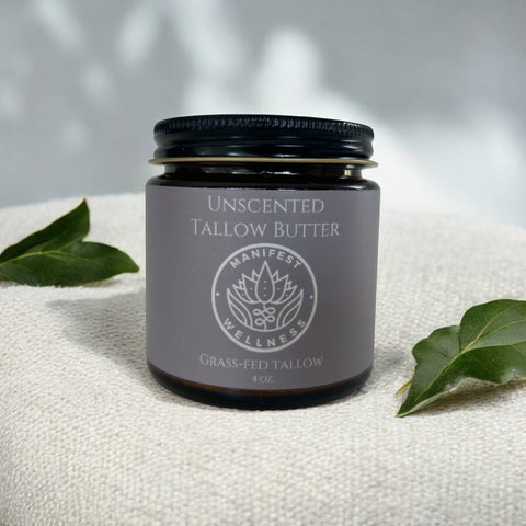 Unscented Tallow Butter, Grassfed & Organic 4 oz.