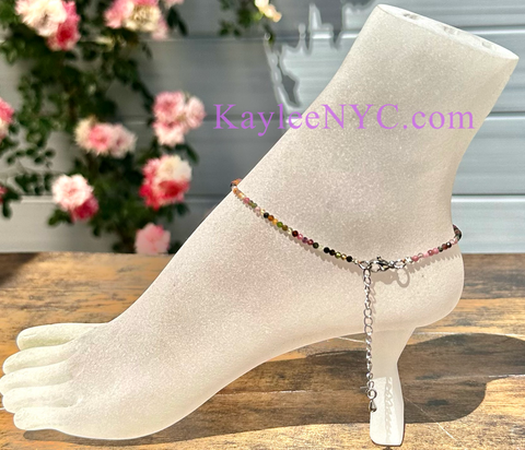 Anklet Pink Tourmaline Crystal