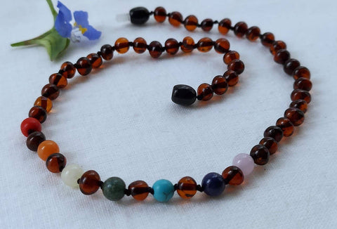 Genuine Cherry Baltic Amber (Child or Adult) Therapeutic Chakra Necklace