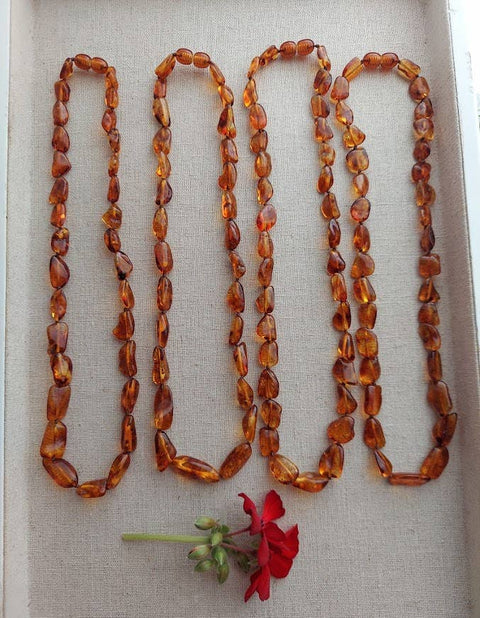Fancy Honey Baltic Amber Bean Adult Necklace w/ Tag & COA