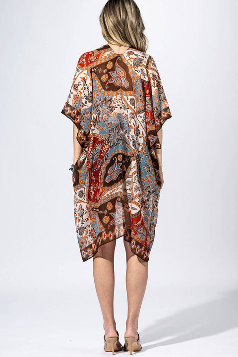 Multi Terracotta Paisley Kimono