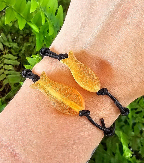 Raw Baltic Amber Carved Fish Adjustable Adult Bracelet 🐟