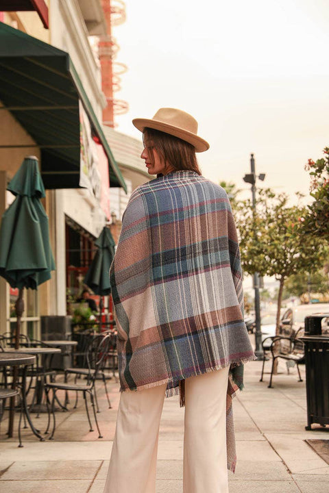 Plaid Pocket Wrap kimono