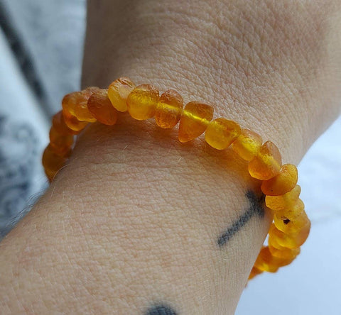 Raw Honey Baltic Amber Adult Stretch Bracelet ♥️ w Tag & COA