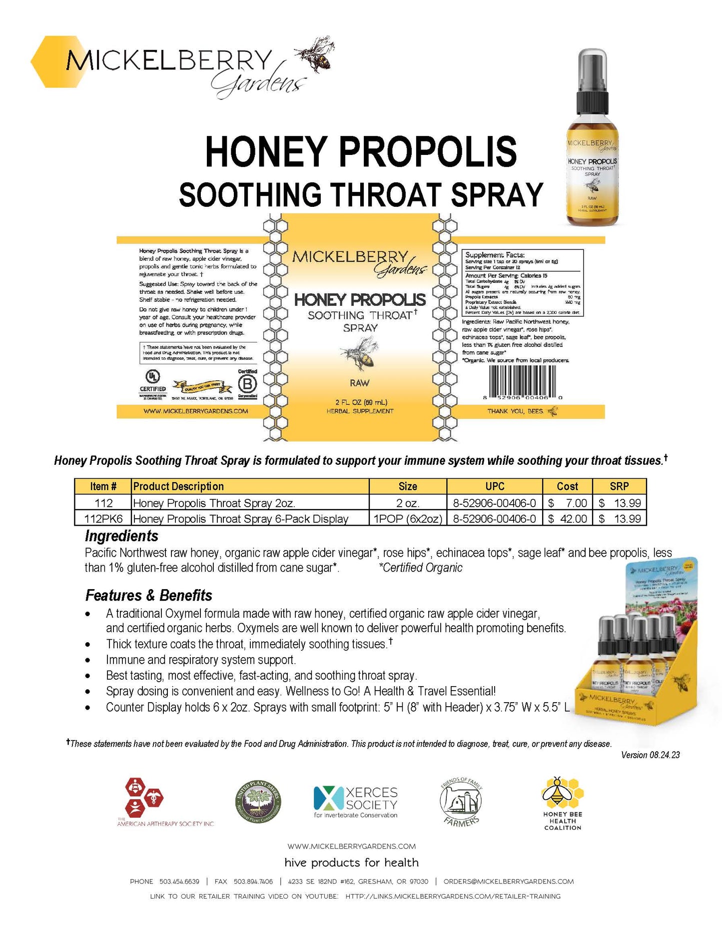 Mickelberry Herbal honey throat Spray