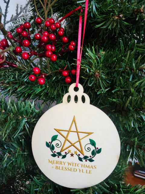 "Merry Witchmas" Holiday Yule Solstice Ornament