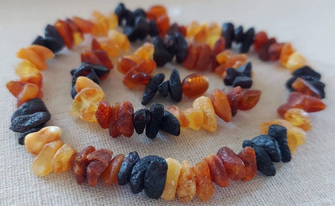 Raw Tricolor Baltic Amber Adult Necklace ♥️ Tag, Cert GIA