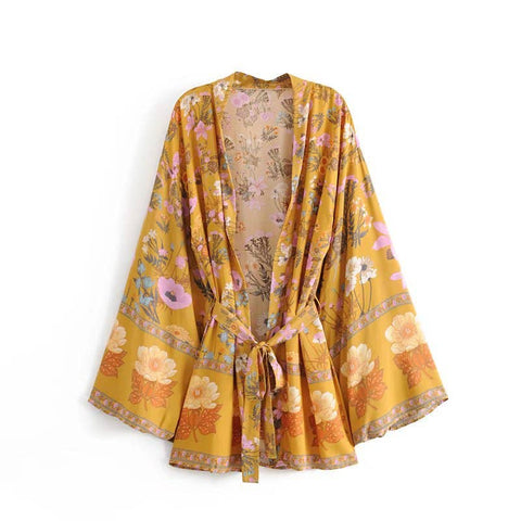 Boho Luna Floral Print Kimono Robe