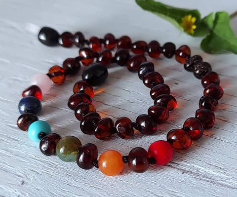 Genuine Cherry Baltic Amber (Child or Adult) Therapeutic Chakra Necklace