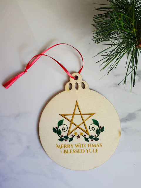 "Merry Witchmas" Holiday Yule Solstice Ornament