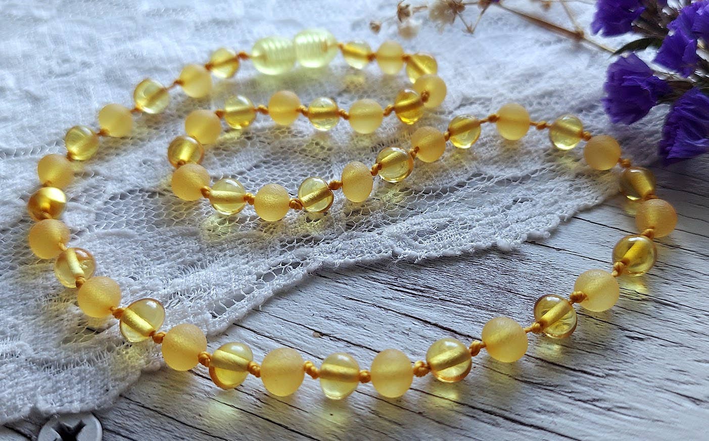 Genuine Lemon Rounded Baltic Amber Child Necklace ♥️ Tag + COA