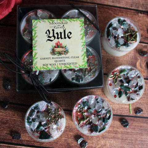 Yule Tealight Crystal Candles, Yuletide, Winter Solstice