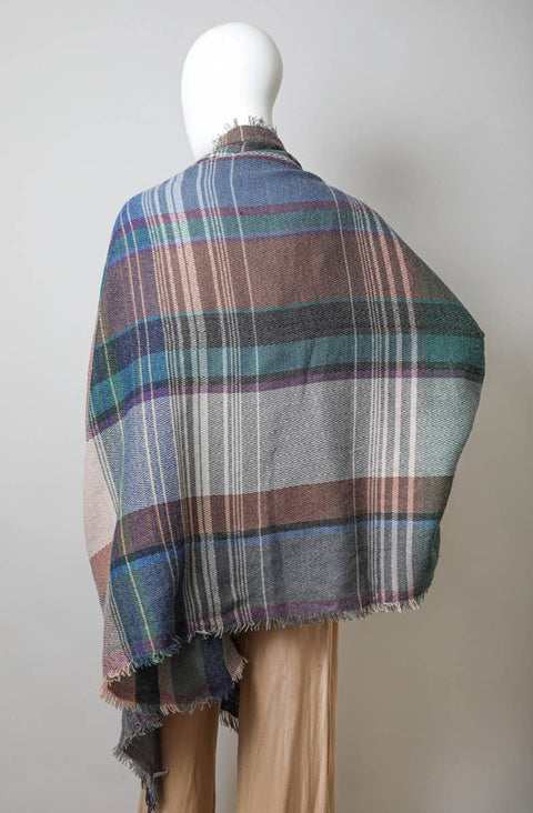 Plaid Pocket Wrap kimono