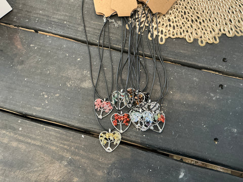 Crystal heart necklace tree