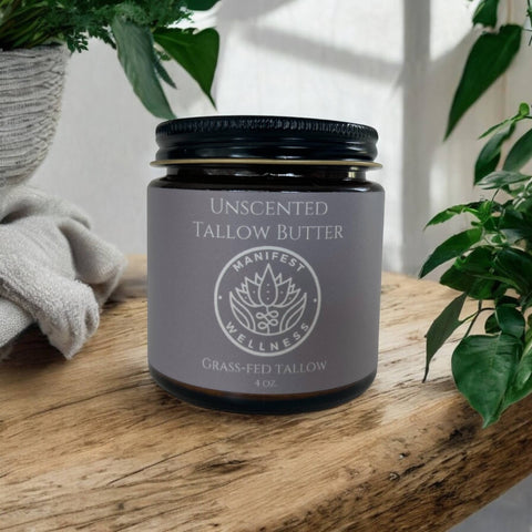 Unscented Tallow Butter, Grassfed & Organic 4 oz.