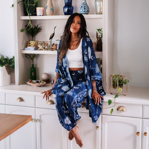 Harem Pants Blue Lotus Moon-Nova