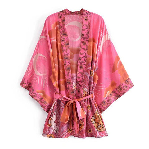 Boho Luna Floral Print Kimono Robe