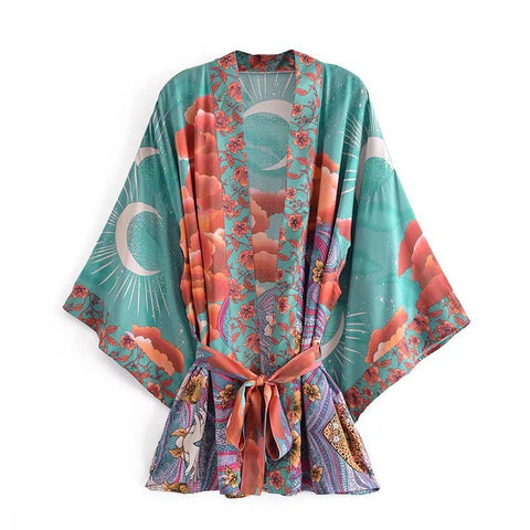 Boho Luna Floral Print Kimono Robe