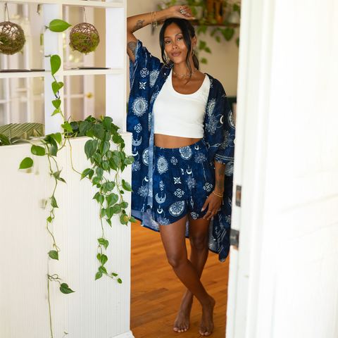 Kimono Blue Lotus Moon-Nova