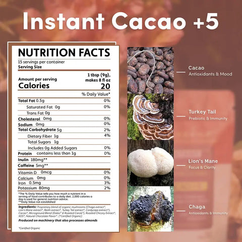 Instant Miraculous Mushrooms® Cacao + 5