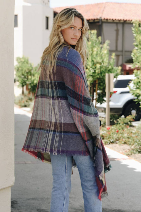 Plaid Pocket Wrap kimono