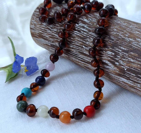 Genuine Cherry Baltic Amber (Child or Adult) Therapeutic Chakra Necklace