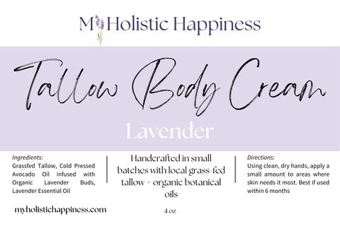 Lavender Tallow Body Cream - Natural Skin Moisturizer
