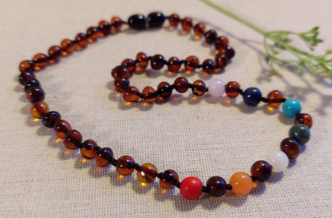 Genuine Cherry Baltic Amber (Child or Adult) Therapeutic Chakra Necklace
