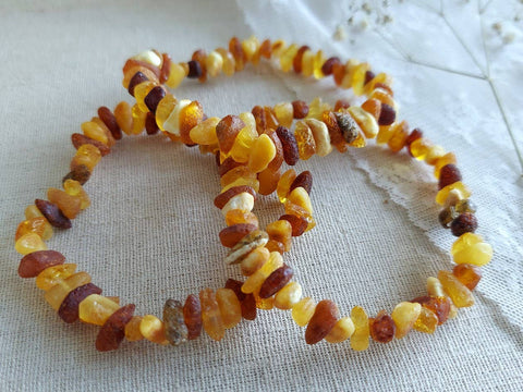 Raw Multi Baltic Amber Adult Stretch Bracelet ♥️ Tag & COA