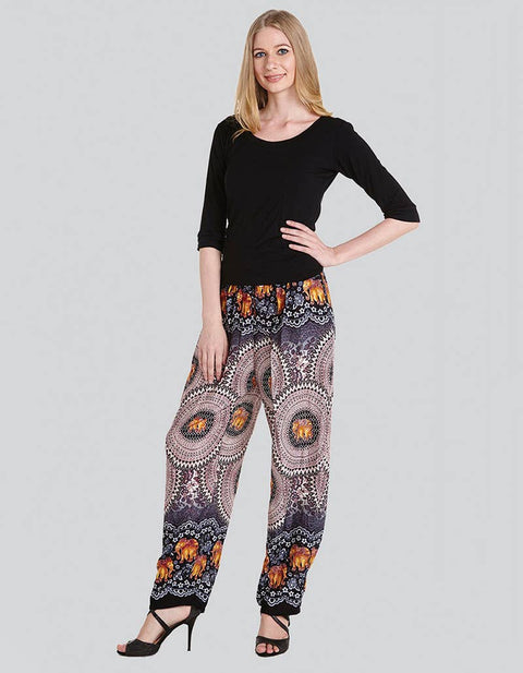 Elephant Print Drawstring Harem Pant