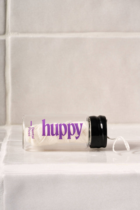 Huppy Vegan Dental Floss | Durable | Plastic-Free Jar | Mint