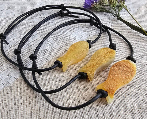 Raw Baltic Amber Carved Fish Adjustable Adult Bracelet 🐟